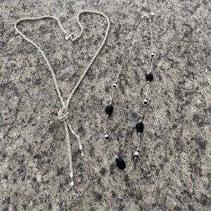 Elegant Silver and Black Necklace Set